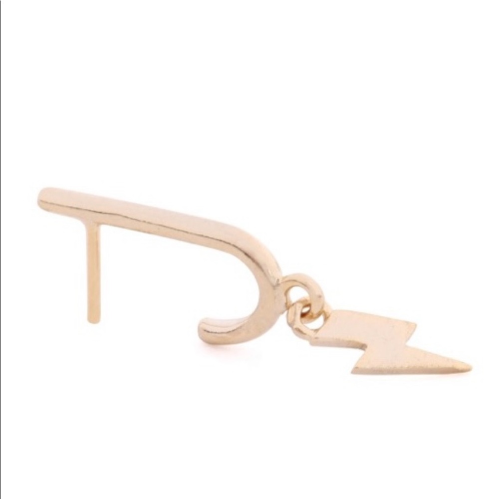 J SHAPE EARRING WITH LIGHTNING CHARM